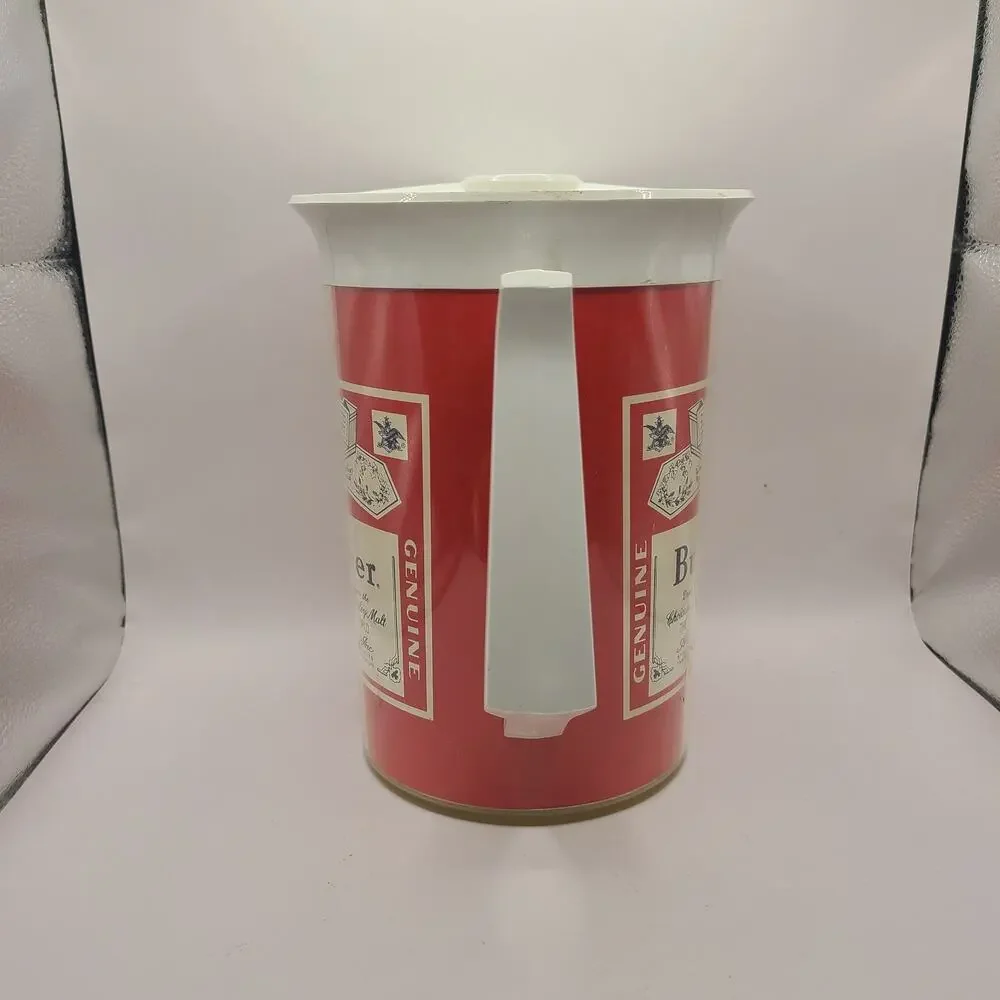 Vintage Thermo Serv BUDWEISER Beer Bar Pitcher Mug White 8